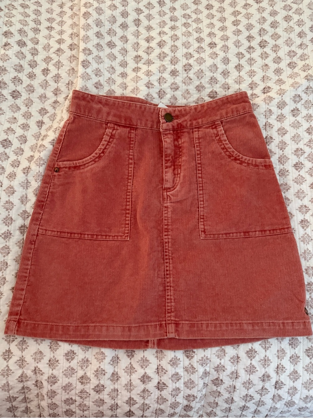 Roxy size NWT X-small Women’s rose pink Corduroy A-Line Skirt -